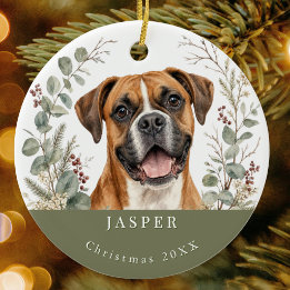 Boxer Dog Breed Watercolor Christmas Ceramic Tree Decoration