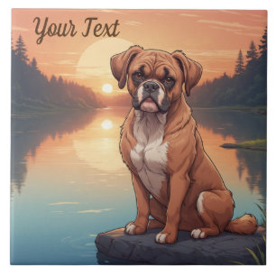 Boxer Dog by Lake Tile