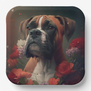 Boxer dog cardboard plates