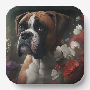 Boxer dog cardboard plates