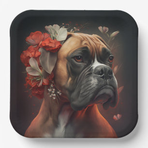 Boxer dog cardboard plates