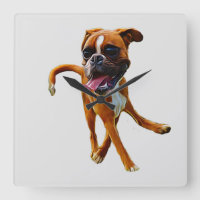 Boxer Dog Caricature Wall Clock
