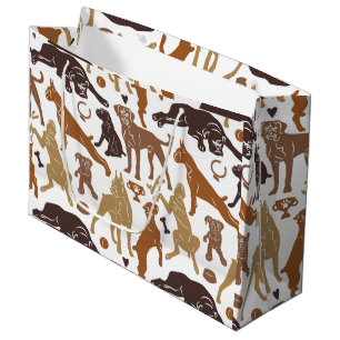 Boxer dog cartoon in various poses large gift bag