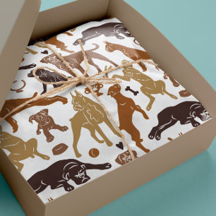 Boxer dog cartoon in various poses seamless wrapping paper