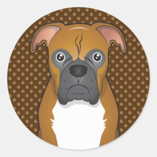 Boxer Dog Cartoon Paws Classic Round Sticker