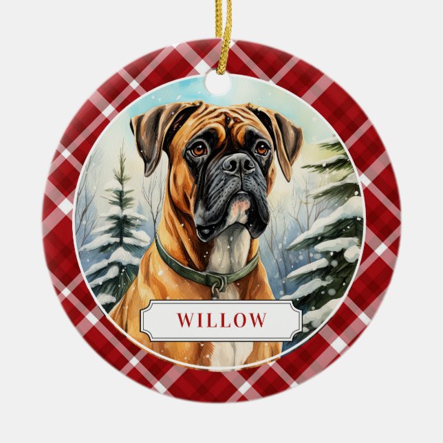 Boxer Dog Ceramic Circle Ornament (Front)
