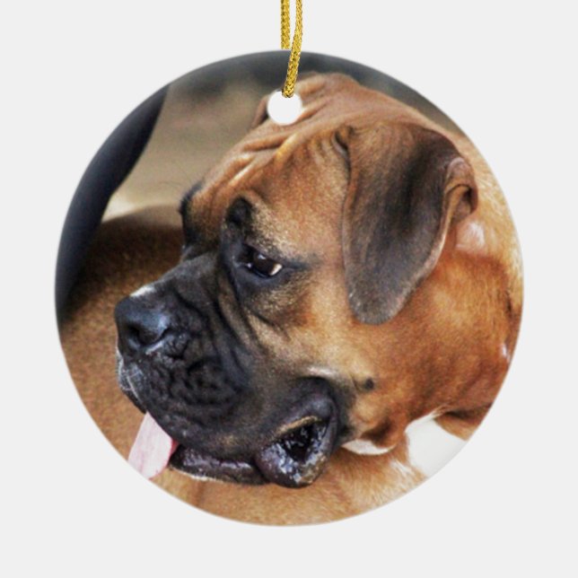 Boxer Dog Ceramic Tree Decoration (Front)