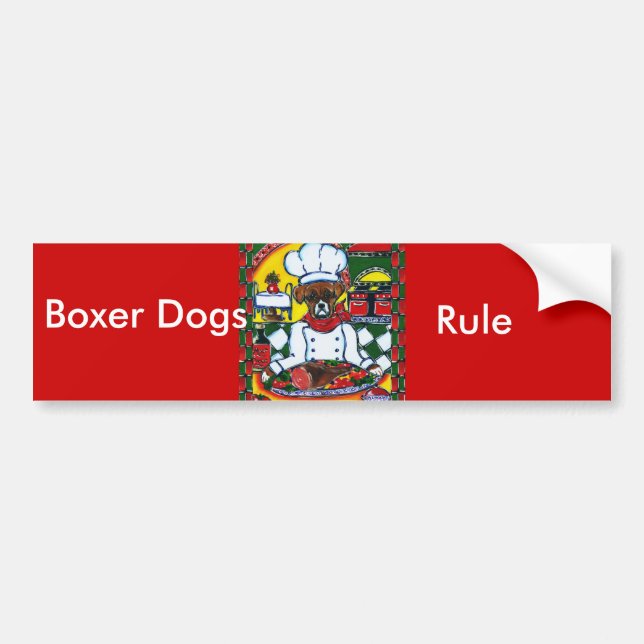 Boxer Dog Chef Bumper Sticker (Front)