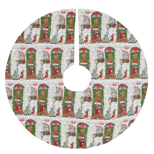 Boxer Dog Christmas  Brushed Polyester Tree Skirt (Front)