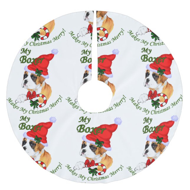 Boxer Dog Christmas Brushed Polyester Tree Skirt (Front)