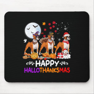 Boxer Dog Christmas Happy Hallothankmas Thanksgivi Mouse Mat