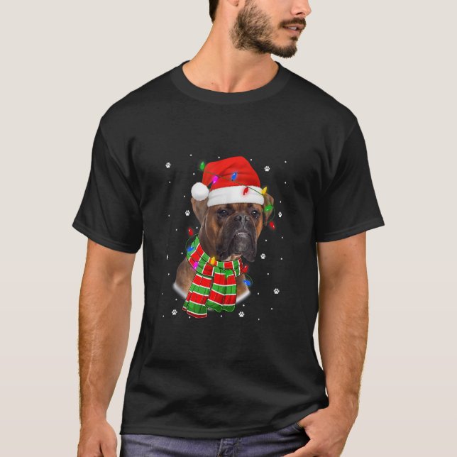 Boxer Dog Christmas Lights Xmas Pyjamas Tank Top (Front)