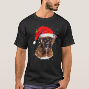 Boxer Dog Christmas Pajamas Xmas Lights Holiday Sa T-Shirt