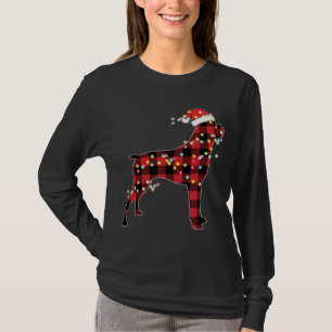 Boxer Dog Christmas Red Plaid Buffalo Pyjamas Xmas T-Shirt