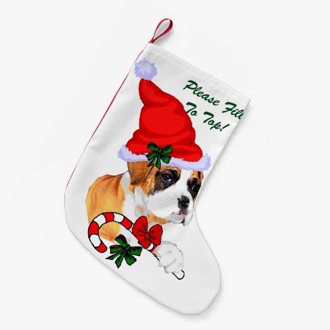 Boxer Dog  Christmas Small Christmas Stocking (Front (Hanging))