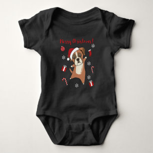 Boxer Dog Christmas Snow Winter Animals Dogs Baby Bodysuit