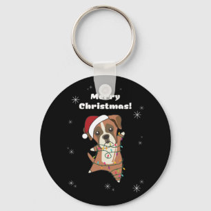 Boxer Dog Christmas Snow Winter Animals Dogs Key Ring