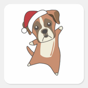 Boxer Dog Christmas Snow Winter Animals Dogs Square Sticker