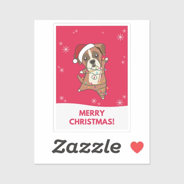 Boxer Dog Christmas Snow Winter Animals Dogs Stick (Sheet)