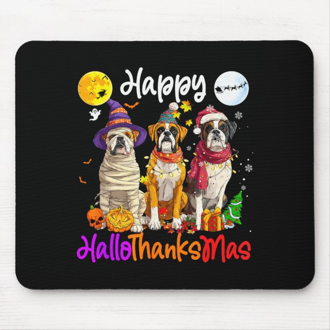 Boxer Dog Christmas Thanksgiving Happy Halloween  Mouse Mat (Front)