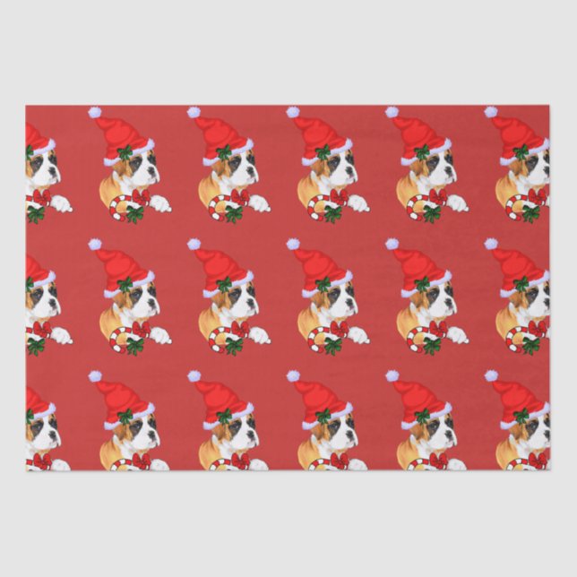 Boxer Dog Christmas Tissue Paper (Front)