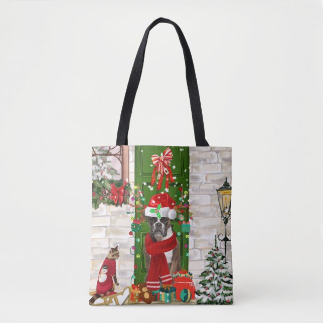 Boxer Dog Christmas  Tote Bag (Front)