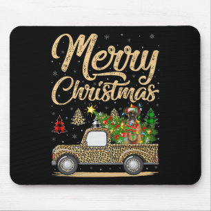 Boxer Dog Christmas Tree Leopard Truck Dog Christm Mouse Mat