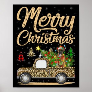 Boxer Dog Christmas Tree Leopard Truck Dog Christm Poster