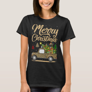 Boxer Dog Christmas Tree Leopard Truck Dog Christm T-Shirt