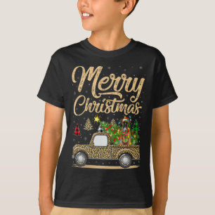 Boxer Dog Christmas Tree Leopard Truck Dog Christm T-Shirt