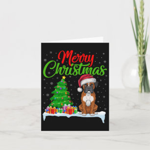 Boxer Dog Christmas Tree Lights Funny Xmas Boxer D Card
