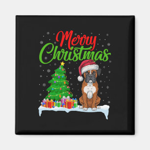 Boxer Dog Christmas Tree Lights Funny Xmas Boxer D Magnet
