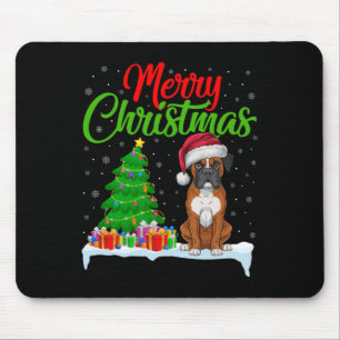 Boxer Dog Christmas Tree Lights Funny Xmas Boxer D Mouse Mat