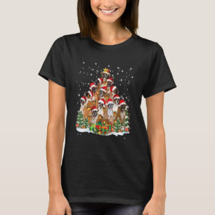 Boxer Dog Christmas Tree Santa Hat Pajama Ugly Swe T-Shirt