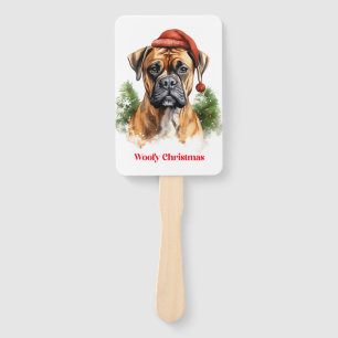 Boxer Dog Christmas X-Mas wish gift Woofy Christma Hand Fan