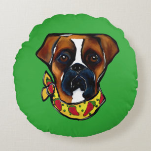 Boxer Dog Cinco de Mayo Round Cushion