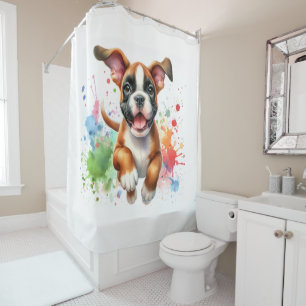 Boxer Dog Colour Splash Shower Curtain