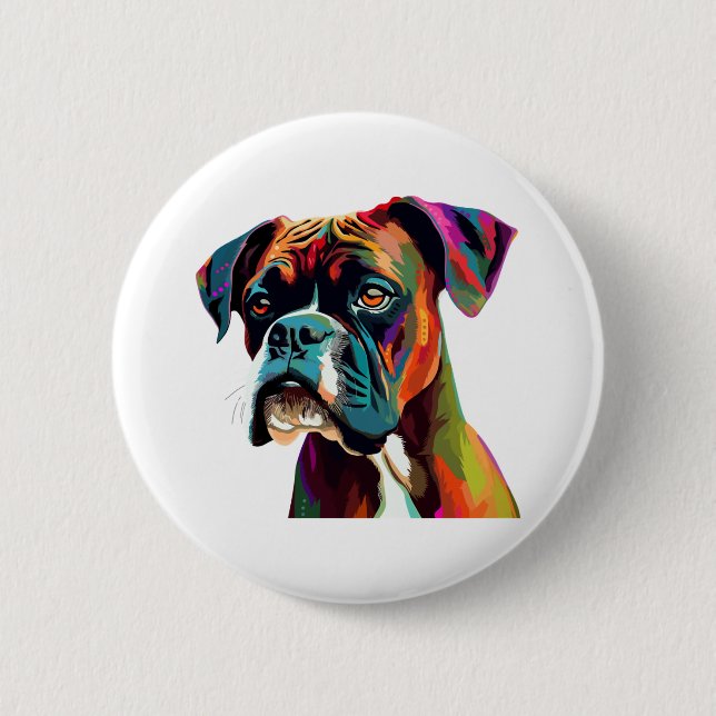 Boxer Dog Colourful 6 Cm Round Badge (Front)