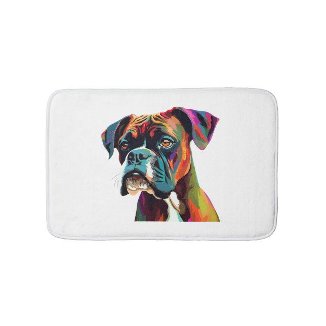 Boxer Dog Colourful Bath Mat (Front)