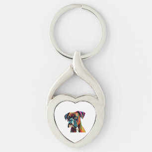 Boxer Dog Colourful Key Ring