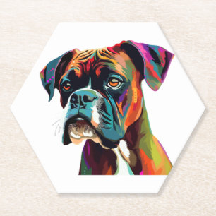 Boxer Dog Colourful Paper Coaster