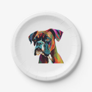 Boxer Dog Colourful Paper Plate