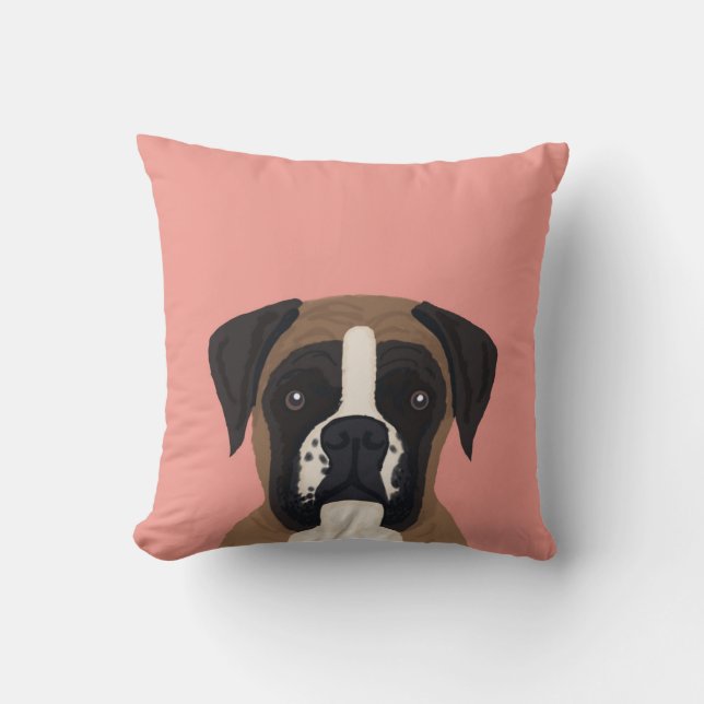 Boxer dog custom pet portrait pillow for dog owner (Front)