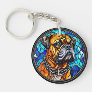 Boxer Dog Cute Portrait For Dog Lovers Gift Key Ring