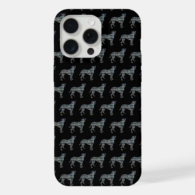 Boxer Dog Cute Silhouette Grid Black iPhone Case (Back)