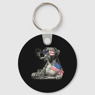 Boxer Dog Dad Patriotic Aamerican Flag July Fourth Key Ring