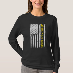 Boxer Dog Dad Vintage Patriotic With American Flag T-Shirt