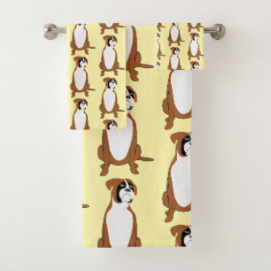 Boxer Dog Design Bath Towel Set
