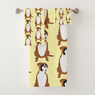 Boxer Dog Design Bath Towel Set