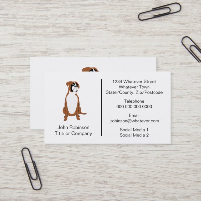 Boxer Dog Design Boarding Kennels Business Card (Front/Back In Situ)